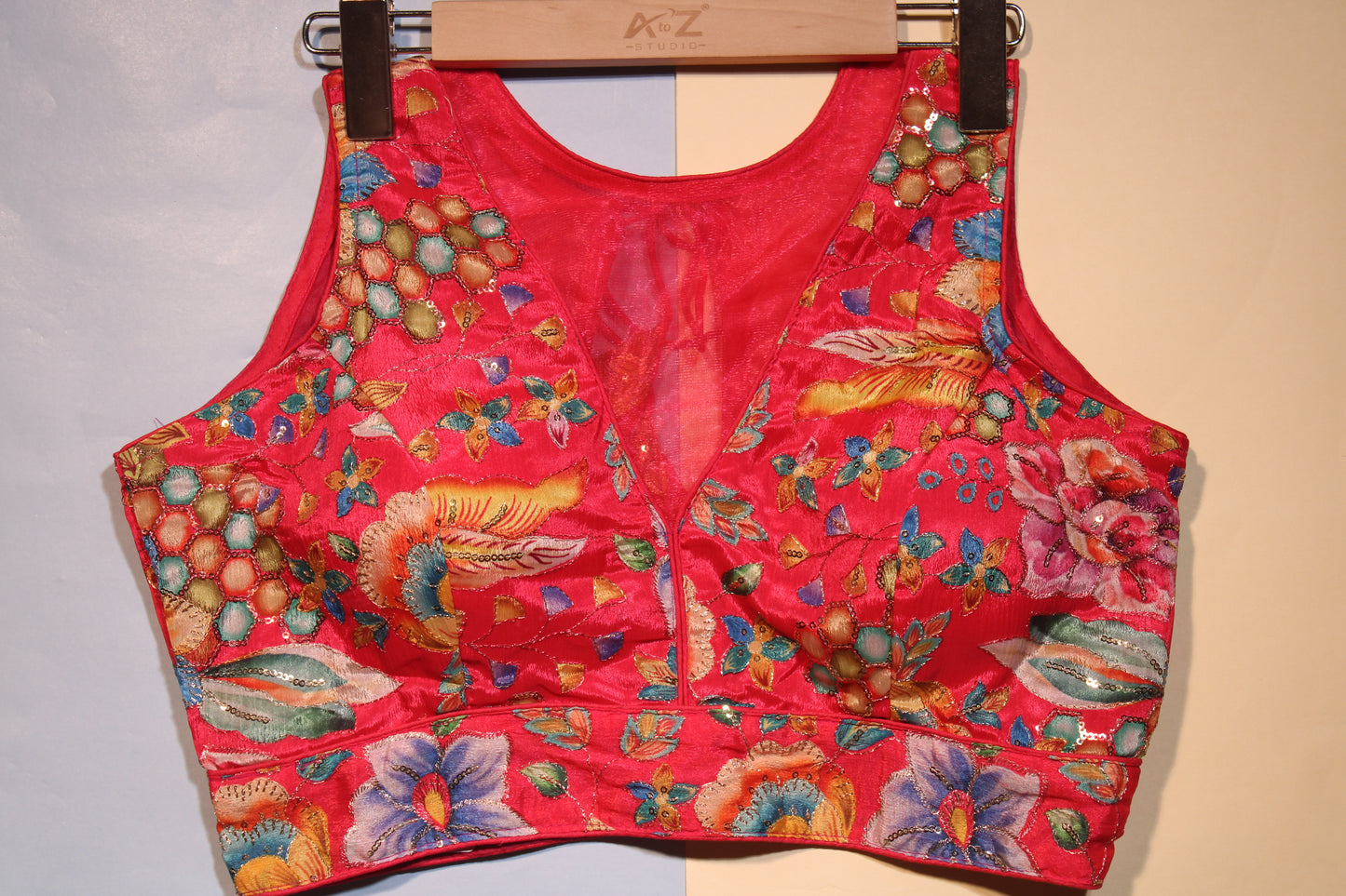 Rani Mesh Blouse This intense magenta blouse f