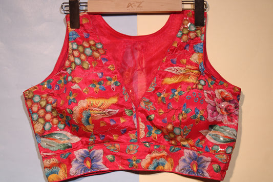 Rani Mesh Blouse This intense magenta blouse f