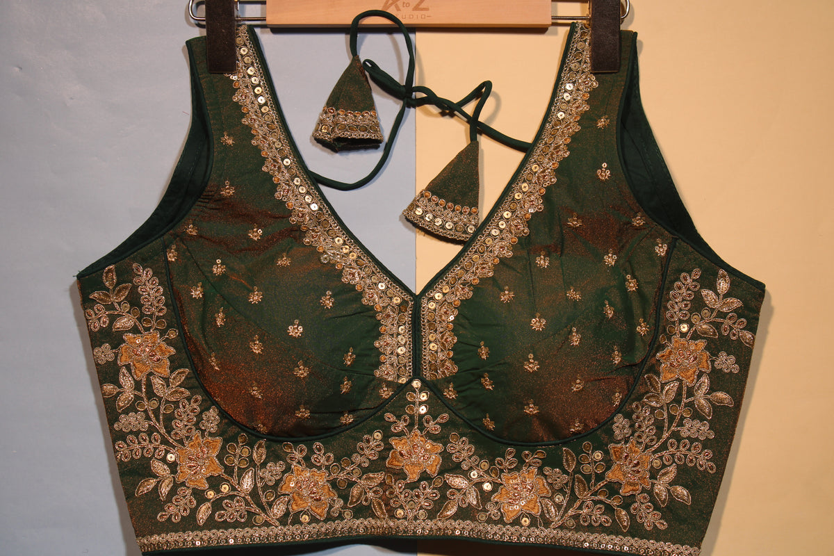 Green Velvet Shimmer Blouse