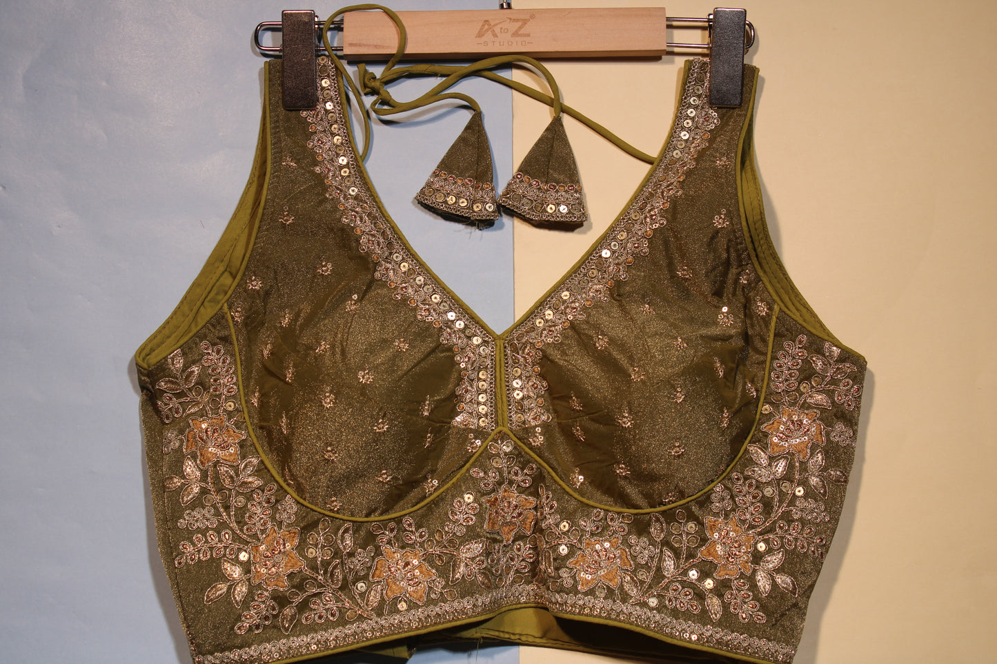 Mehandi Moss Glitter Blouse