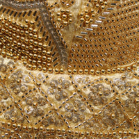 Gold Sheer Sleeve Blouse with Tone-on-Tone Floral Embroidery