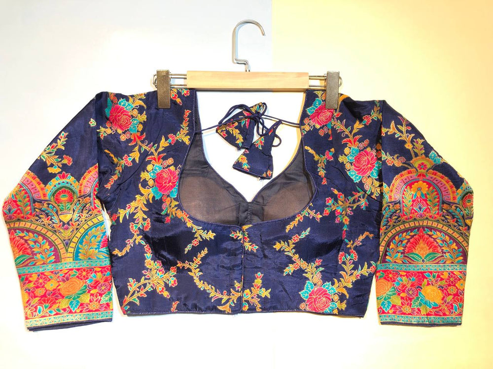 NBlue Indigo Floral Silk Blouse