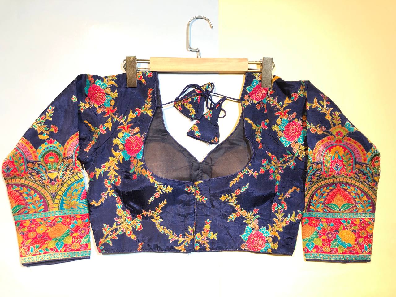 NBlue Indigo Floral Silk Blouse
