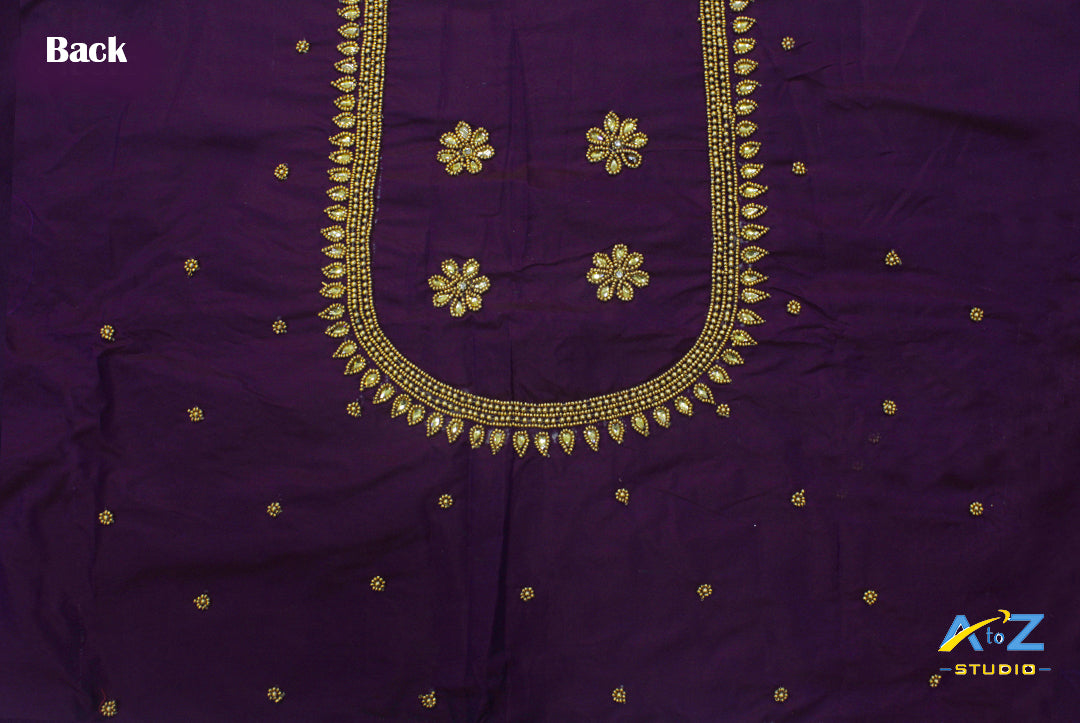 Grape Silk Blouse Piece With Aari Work